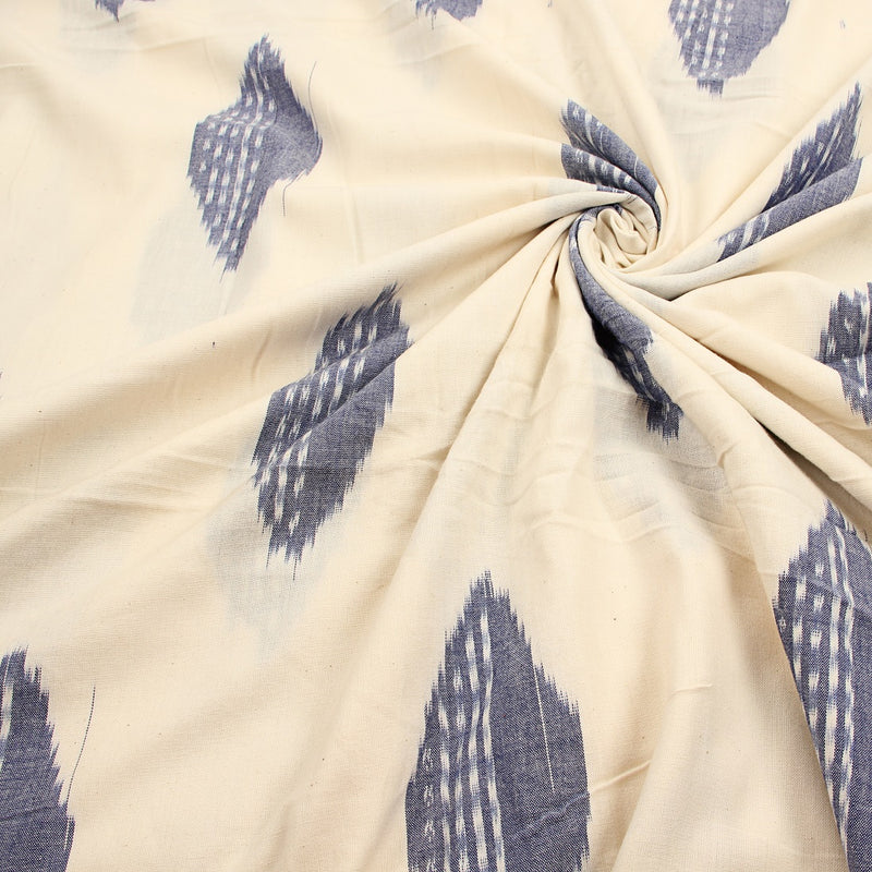 Blue Rhombus Ikkat Cotton Fabric