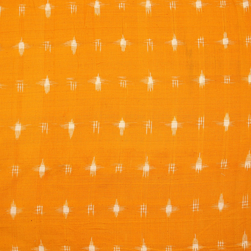 Orange Ikkat Cotton Fabric