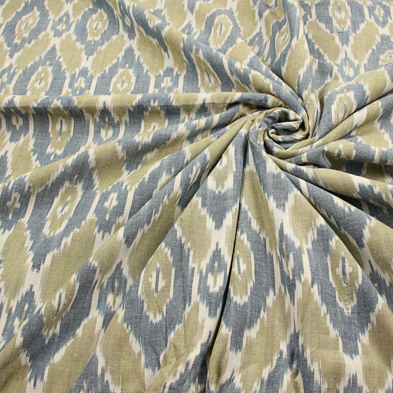 Grey Rhombus Ikkat Cotton Fabric