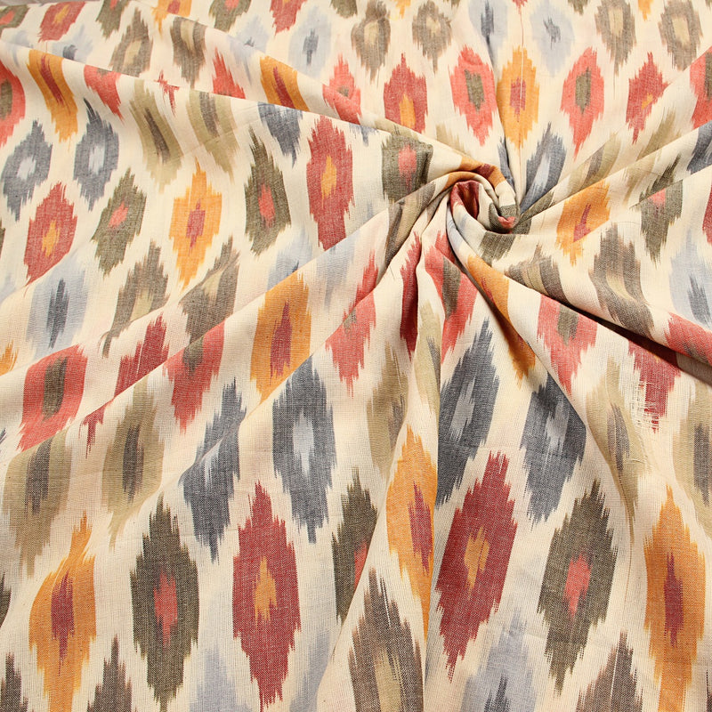 Multicolored Rhombus Ikkat Cotton Fabric