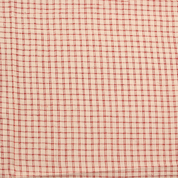 Red Checks Handspun Handwoven Cotton Fabric
