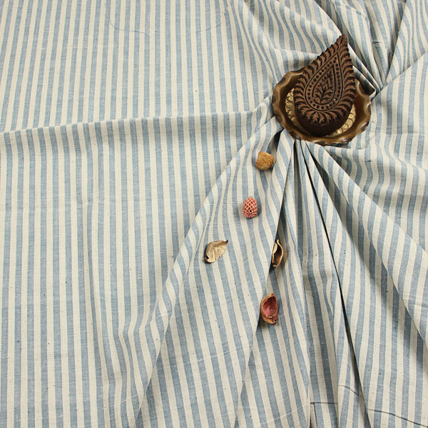 Indigo Lines Handspun Handwoven Cotton Fabric