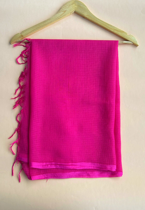 Rani Pink Solid Kota Doria Cotton Dupatta