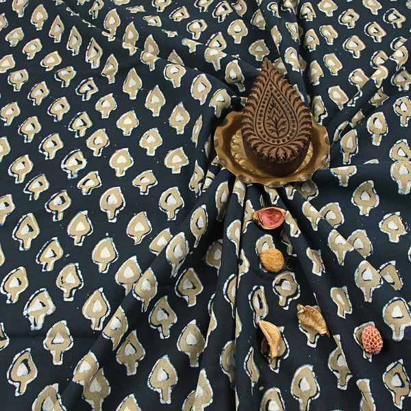 Grey Leaf Butta Balotra Traditional Cotton Fabric