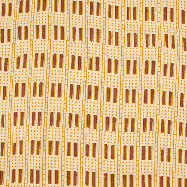 Brown Line Border Fakira Hand Block Printed Cotton Fabric