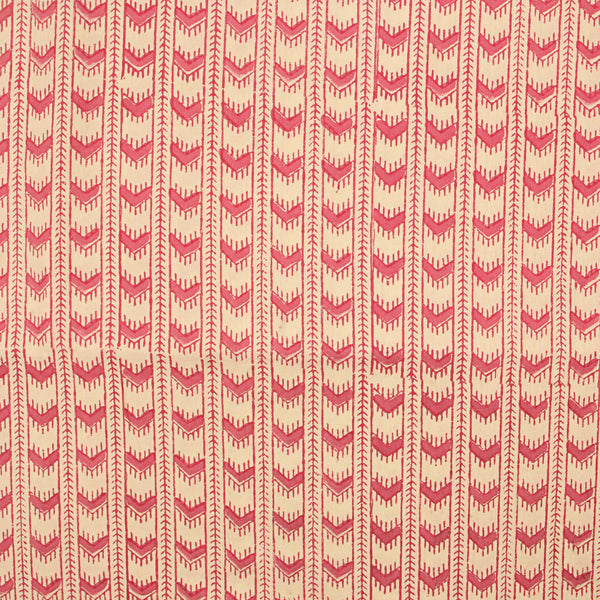 Pink Arrow Border Fakira Hand Block Printed Cotton Fabric