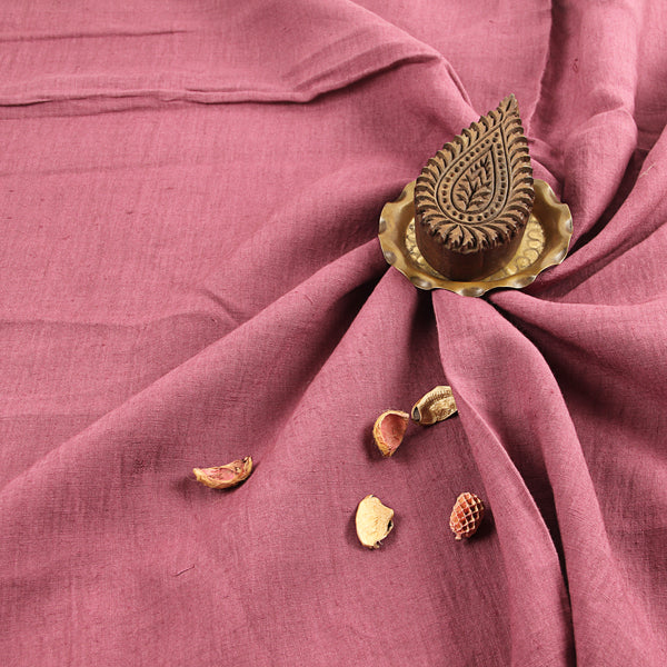 Purple Plain Handspun Handwoven Linen Fabric