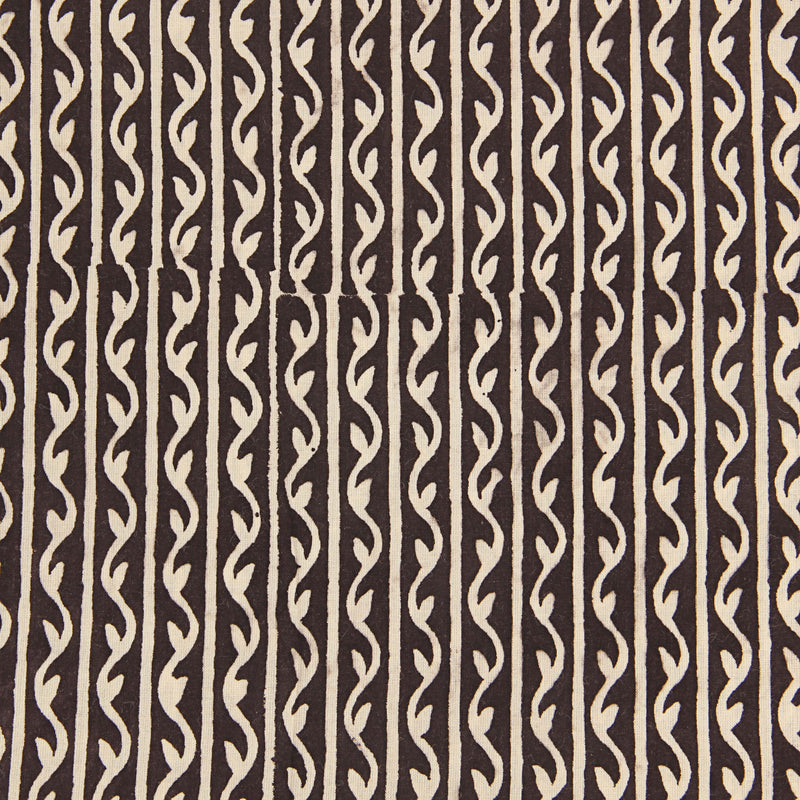 Off White Leaf Fakira Hand Block Print Cotton Fabric