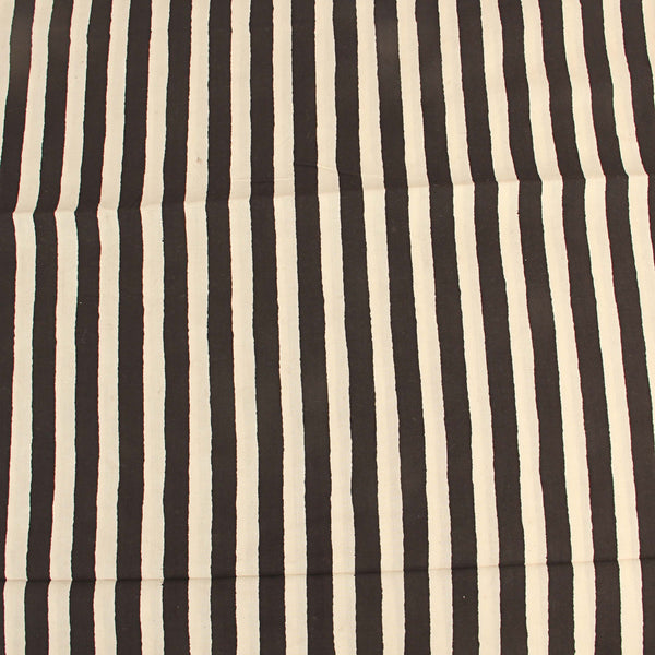 White Stripes Fakira Hand Block Print Cotton Fabric