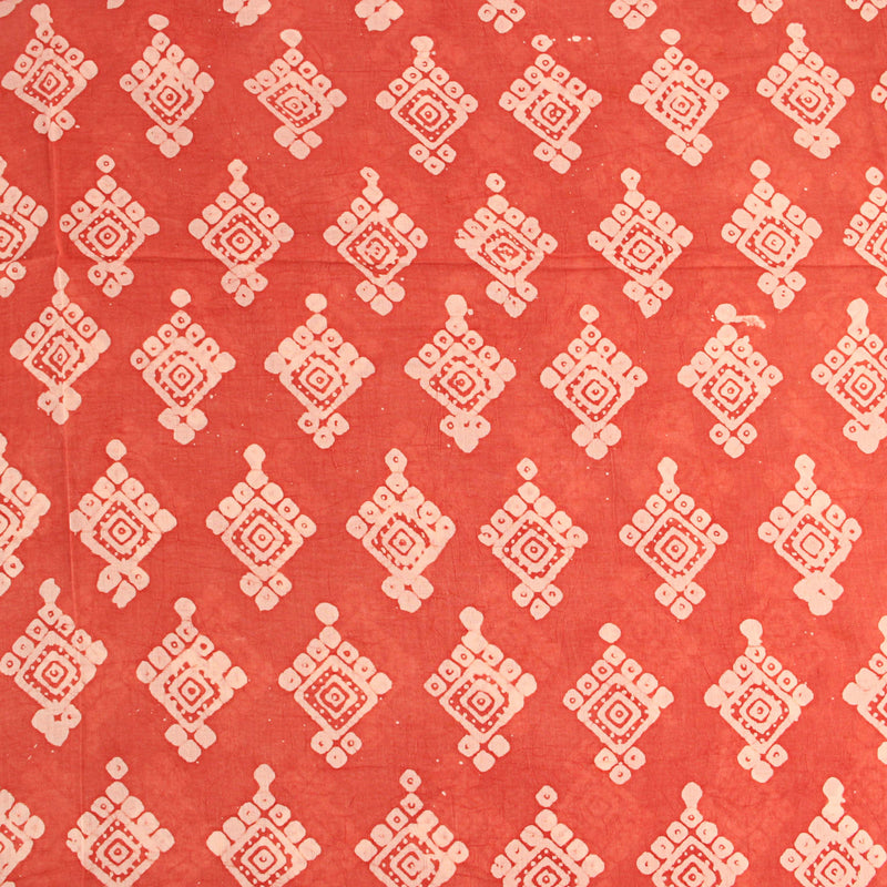 Pink Butta Batik Hand Block Print Mul Cotton Fabric
