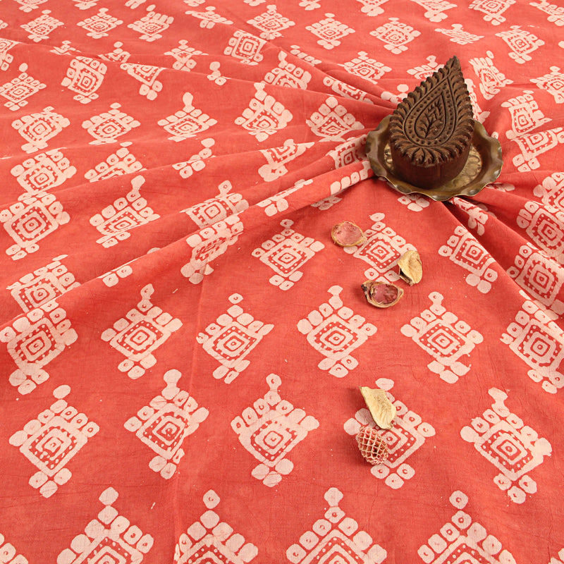 Pink Butta Batik Hand Block Print Mul Cotton Fabric