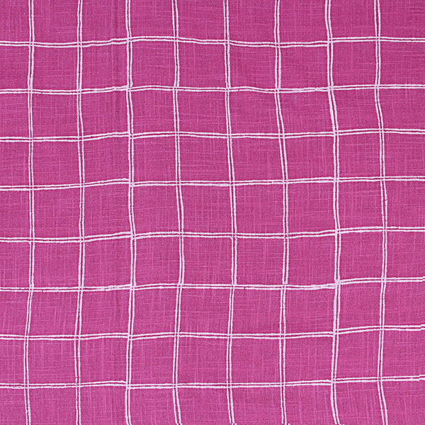 Pink Geometric Dabu Hand Block Print Slub Cotton Fabric
