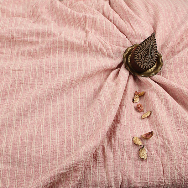 Pink Solid Handwoven Kala Cotton Fabric