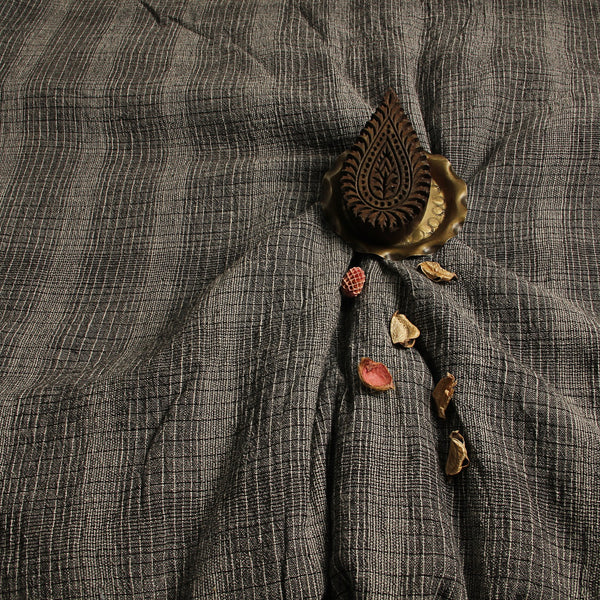 Black Stripes Handwoven Kala Cotton Fabric