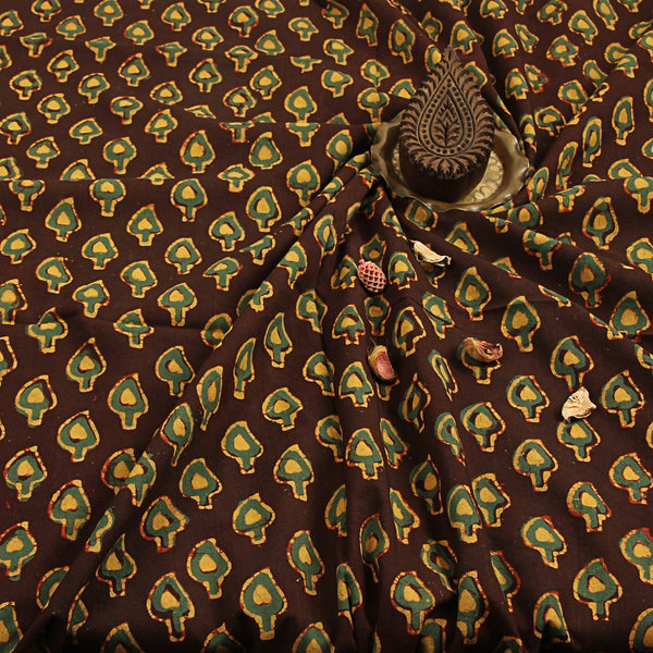 Yellow Leaf Butta Balotra Traditional Cotton Fabric
