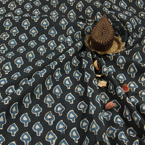 Sky Blue Leaf Butta Balotra Traditional Cotton Fabric