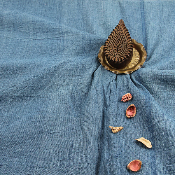 Blue Plain Handwoven Kala Cotton Fabric