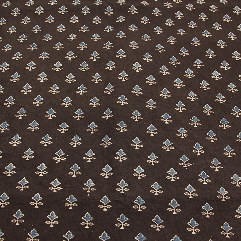 Brown Butti Ajrakh Hand Block Print Cotton Fabric
