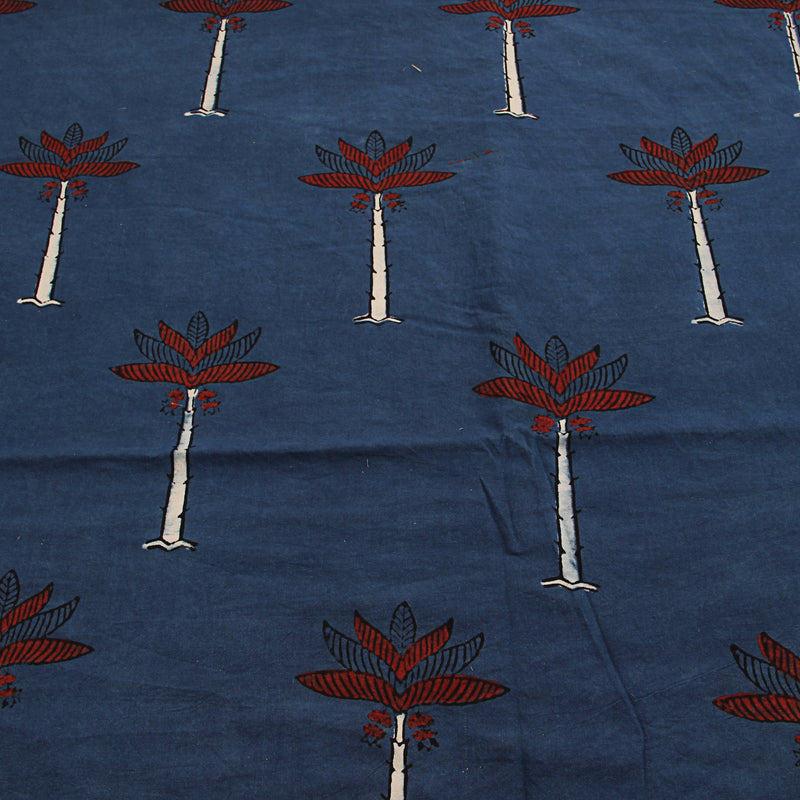 Blue Object Ajrakh Hand Block Print Cotton Fabric