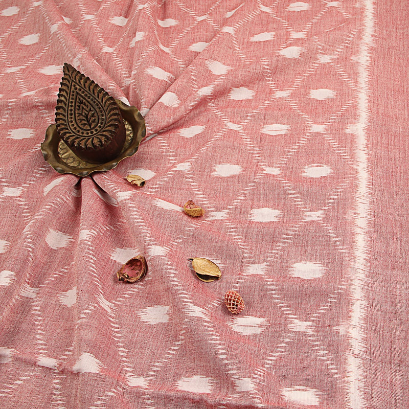 Pale Pink Ikkat Cotton Fabric