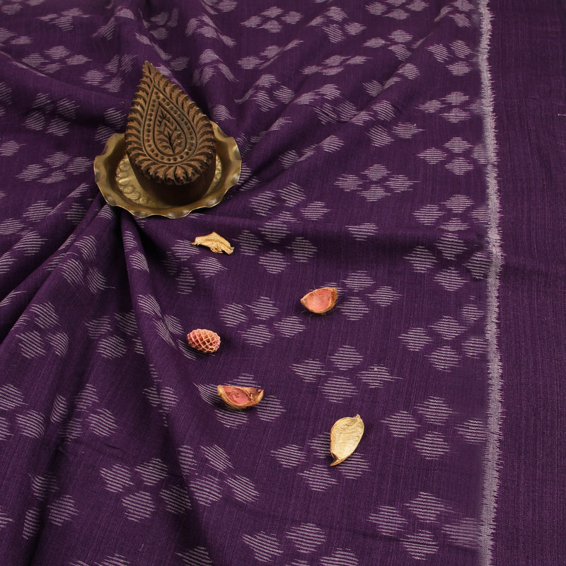 Diamond Purple Ikkat Cotton Fabric