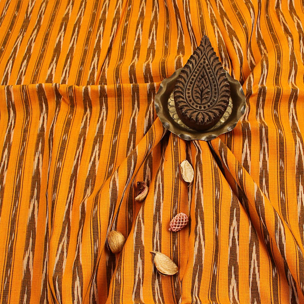 Yellow Arrow Ikkat Cotton Fabric