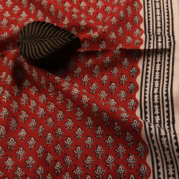 Red Butti Bagru Hand Block Print Cotton Fabric
