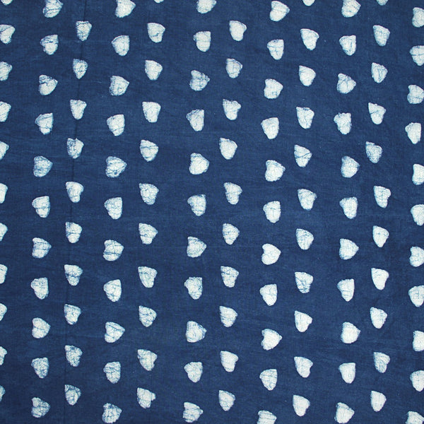Indigo Heart Dabu Hand Block Printed Cotton Fabric