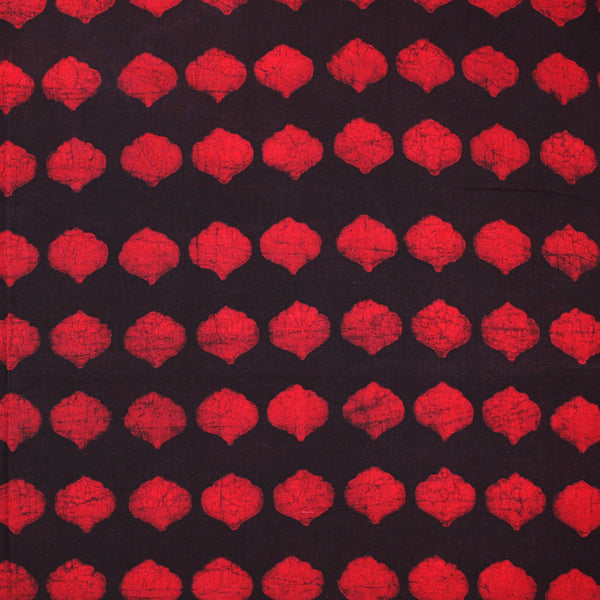 Black Dome Dabu Hand Block Printed Cotton Fabric