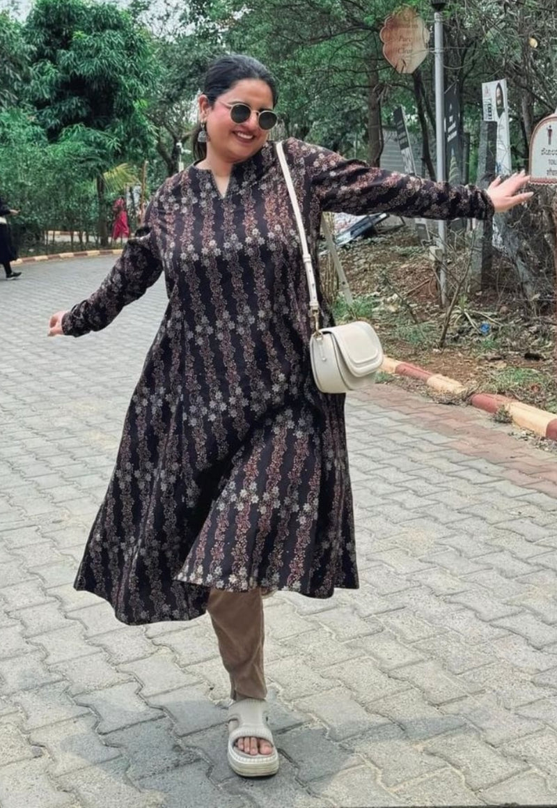 Ishrah Ajrakh Cotton Kali Kurta