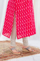 Rusha Ikkat Pink Cotton Kurta | Relove