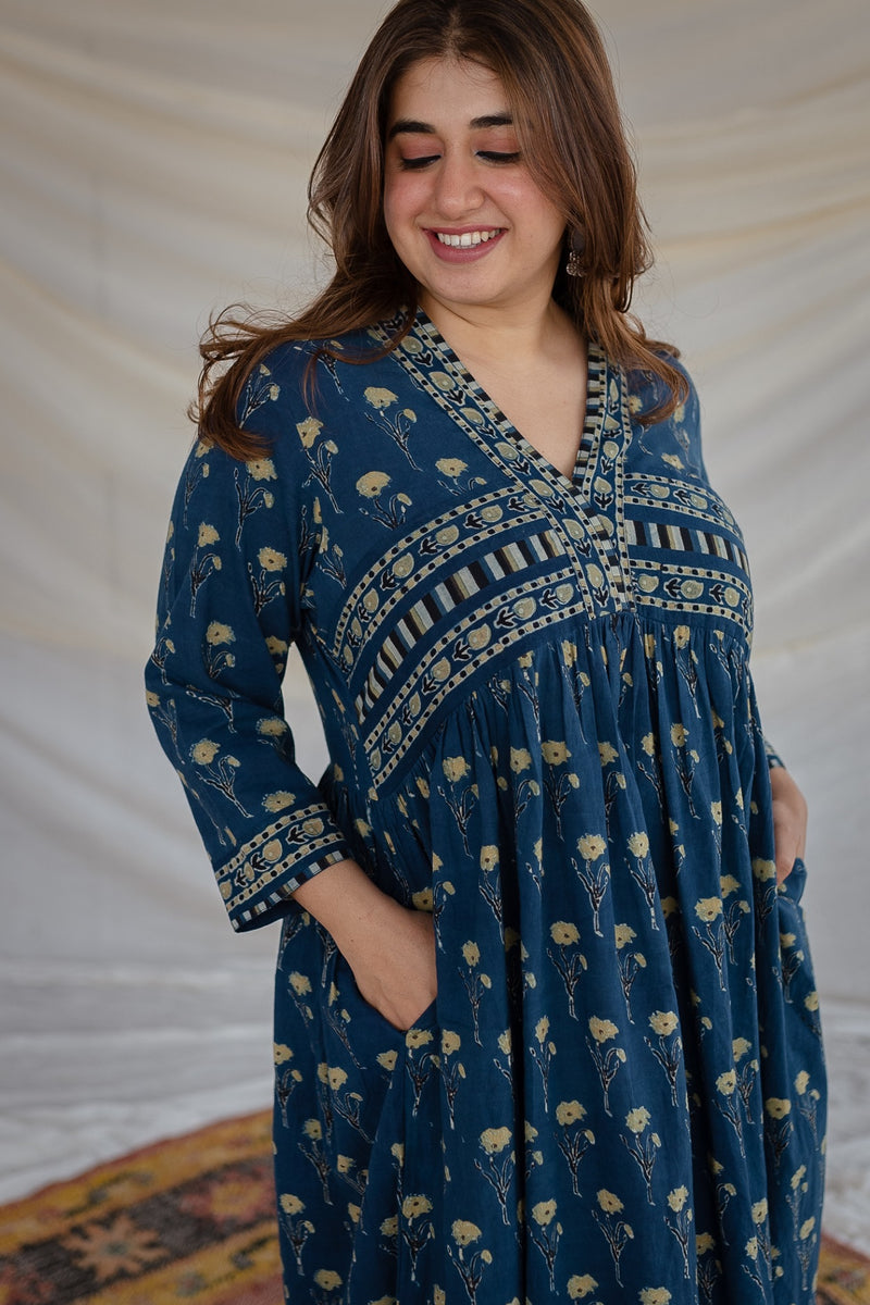 Indian Ethnic Women's Shaurya Ajrakh Cotton Dress – THE INDIAN ETHNIC CO.