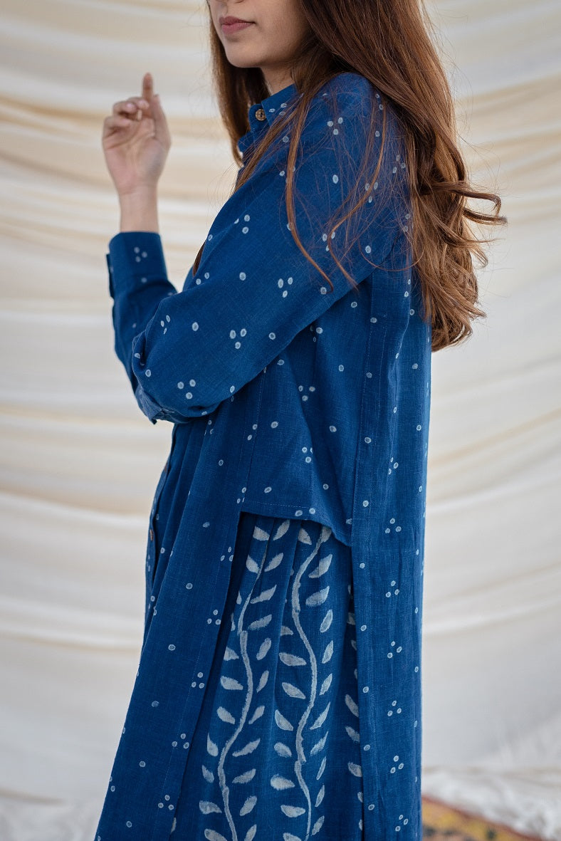 Anya Blue Slub Cotton Dabu Co-Ord Set