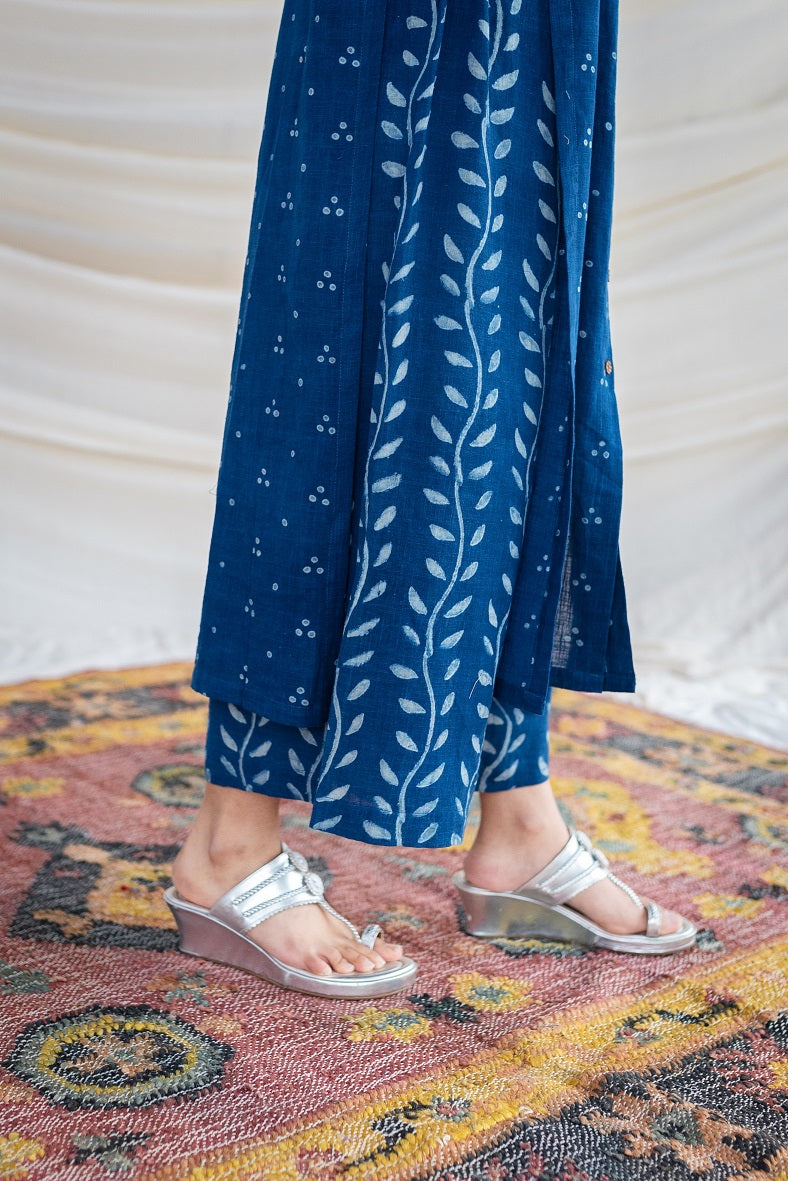 Anya Blue Slub Cotton Dabu Co-Ord Set