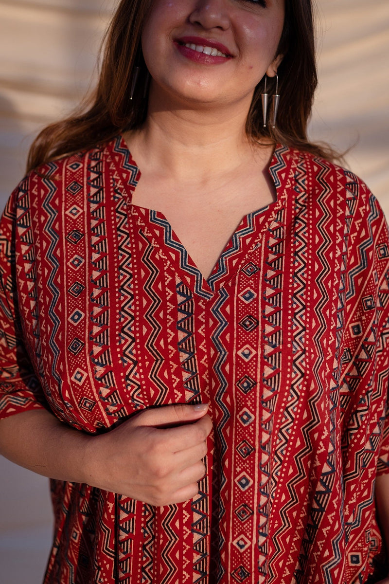 Tarika Ajrakh Cotton Flared Dress | Relove
