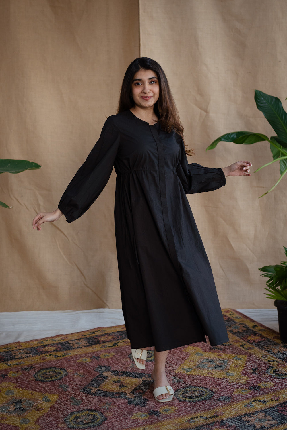 W-356 2Pc Maroon Cotton Embroidered Dress