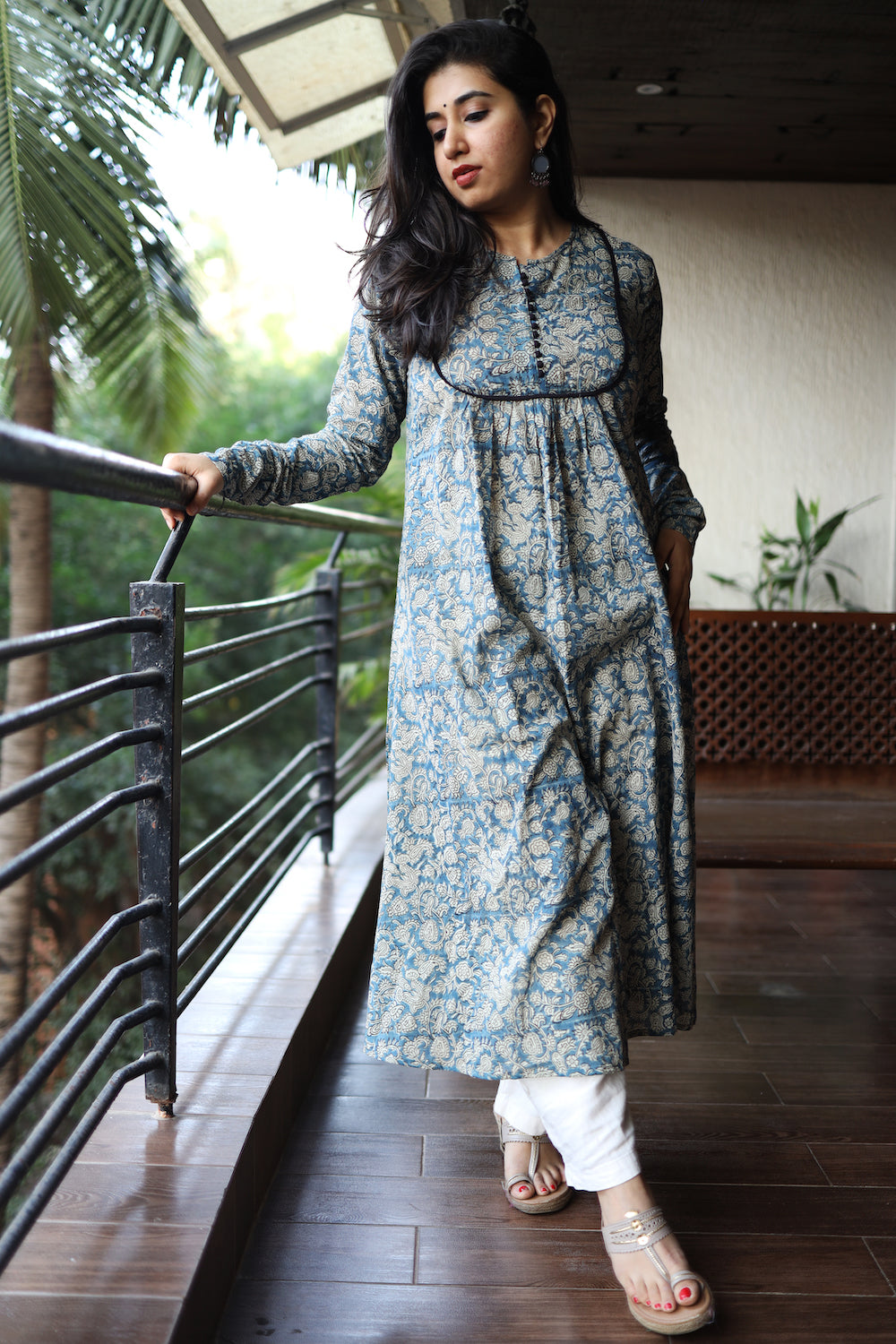 Natural Dyed Kalamkari Chudi Sleeve Kurta – THE INDIAN ETHNIC CO.