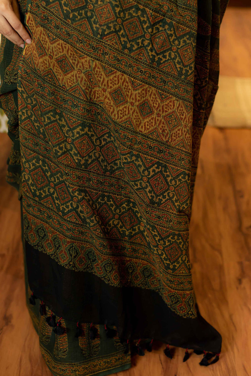 Ajrakh Natural Dyed Kota Doria Saree