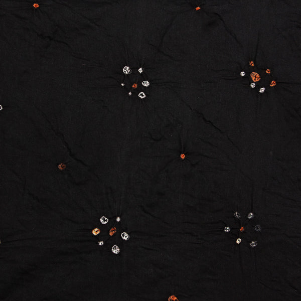 Black Small Flower Butti Bandhej Cotton Fabric