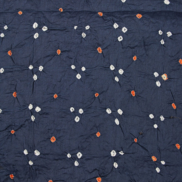 Navy Blue Butti Bandhej Cotton Fabric