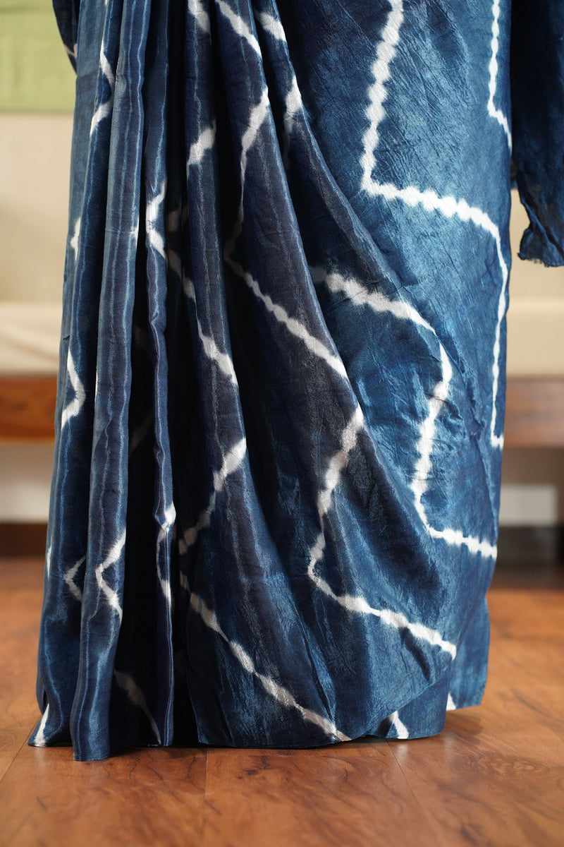 Indigo Gajji Silk Shibori Saree