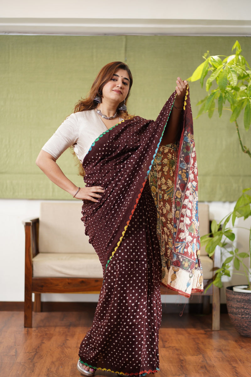 Sihora Trends Womens Bandhani Printed Moss Silk Saree With Tassel & Mirror  Work (dark green) : Amazon.in: Fashion