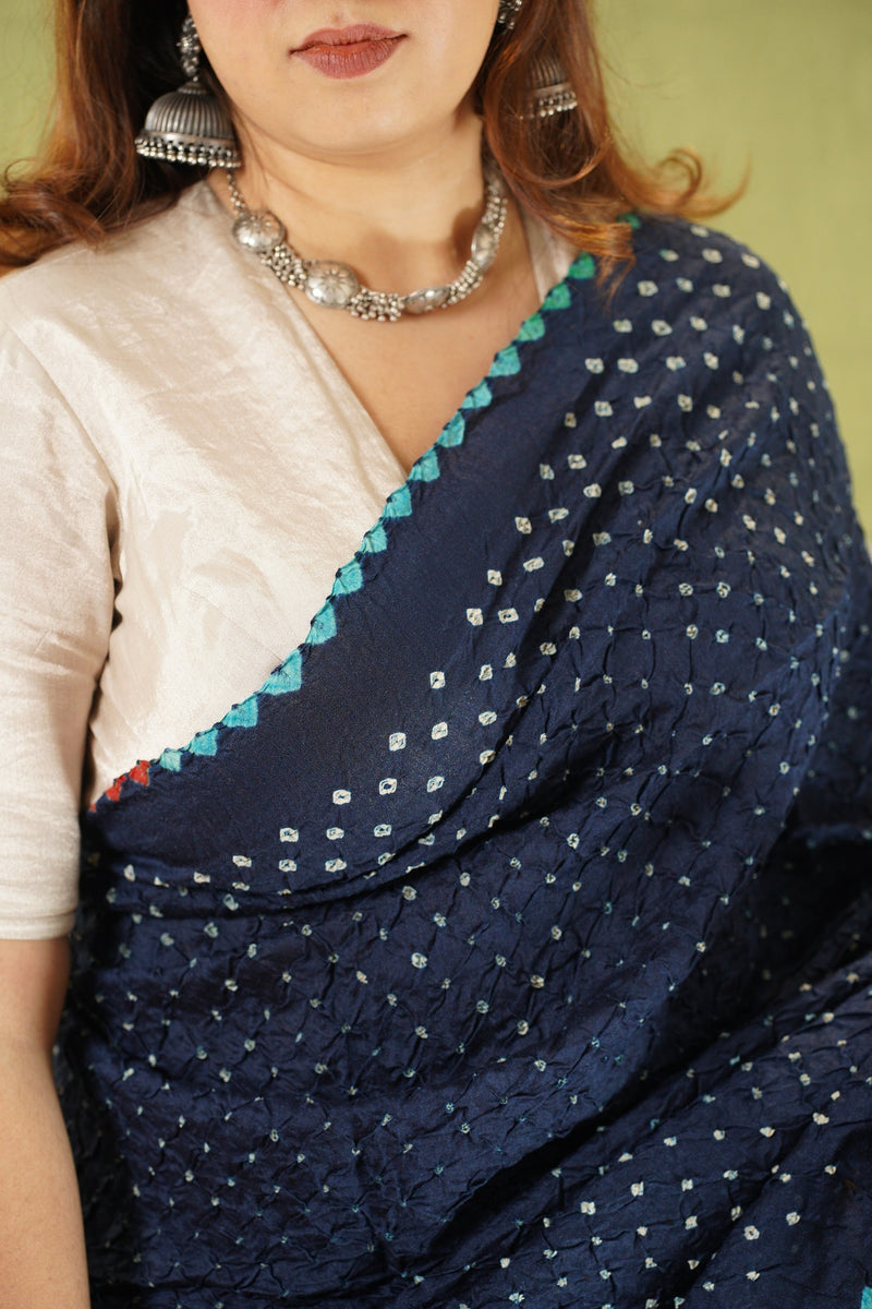 Munga Silk Bandhej Kalamkari Saree