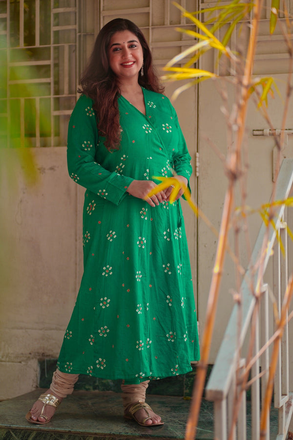 Rabiya Teal Bandhani Angrakha | Relove