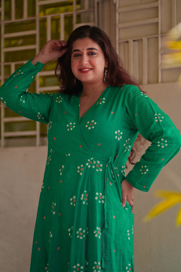 Rabiya Teal Bandhani Angrakha | Relove