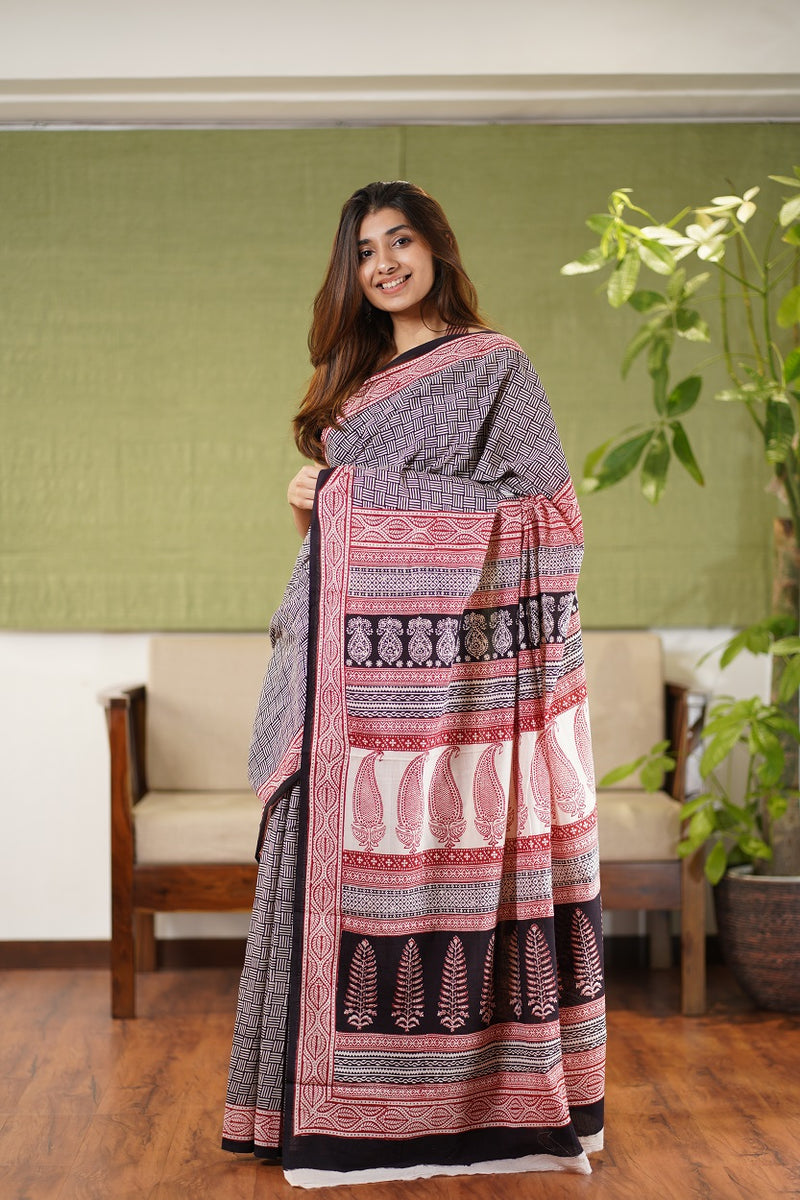 Bagh Hand Block Printed Cotton Saree