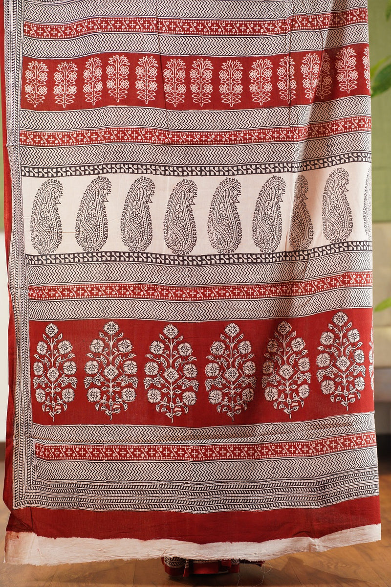 Bagh Hand Block Printed Cotton Saree