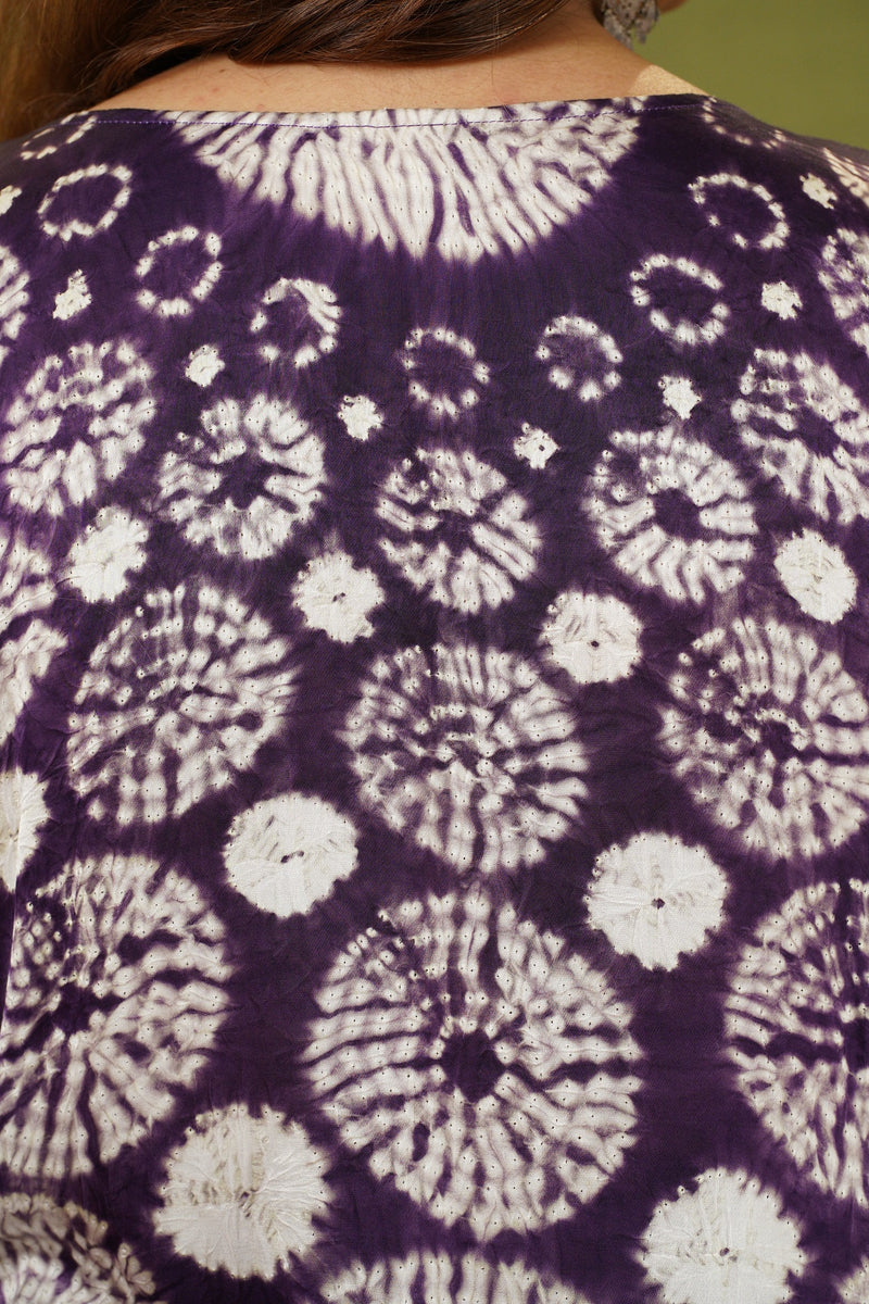 Orchid Purple Shibori Modal Silk Kaftan