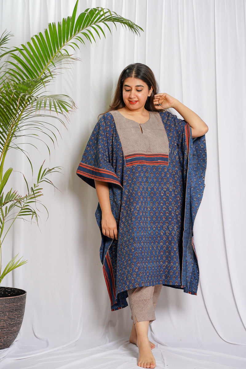 Indigo Fadat Natural Dyed Patchwork Kaftan Kurta