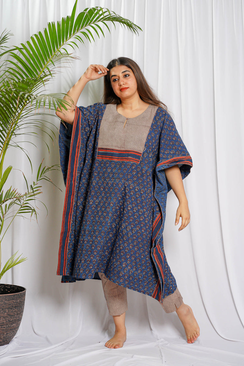 Indigo Fadat Natural Dyed Patchwork Kaftan Kurta
